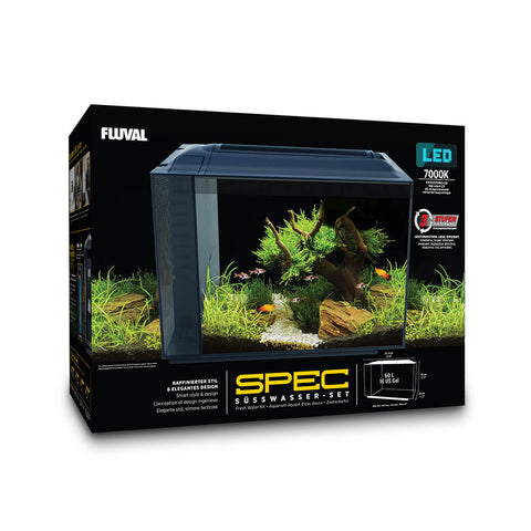 Fluval Spec V 16 Gallon Freshwater Aquarium Kit (21.8" x 17.5" x 11.5") Black